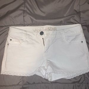 White jean shorts